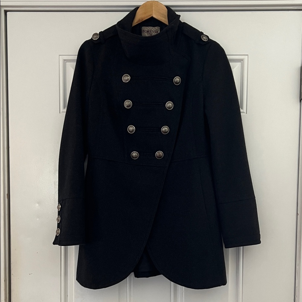 Forever 21 Women’s Gray Military Style Wool Blend Coat Size: M